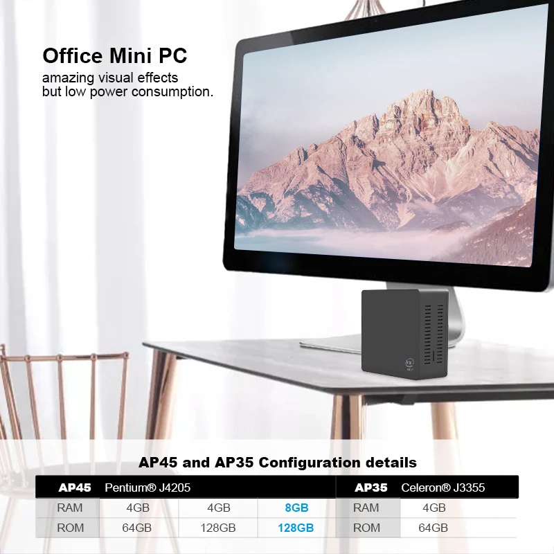 AP45 J4205 натуральная windows10 Мини ПК 8 ГБ 512 ГБ двухполосный AC WiFi 1000M Lan Bluetooth 4,0 Поддержка SATA HD Winows карманный мини ПК