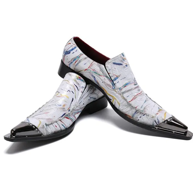 

First layer of leather office wedding men shoes gentlemen iron pointed toe ankle banquet dress Shoes