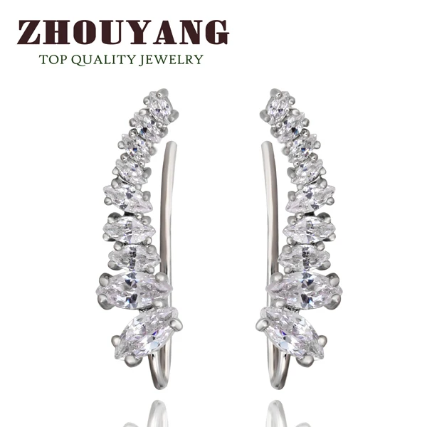 White Gold Clear Высокое качество, новинка, набор из 9 штук, кубический цирконий, розовые золотые для ушей, серьги-гвоздики на крючке, ювелирные изделия ZYE791 ZYE792 - Окраска металла: White Gold Clear