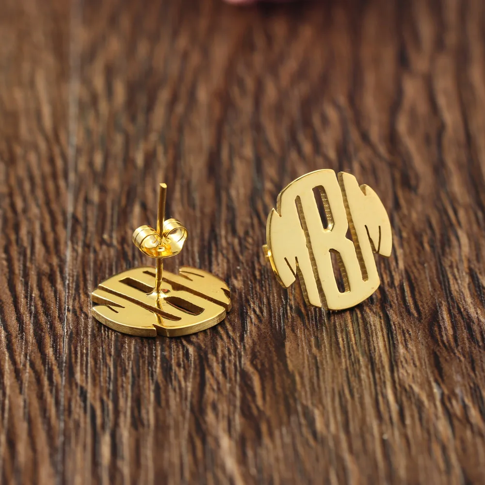 3 Initals Fashion Wedding Earrings Monogrammed Stud earring for women Real 925 solid silver engragement earrings Christmas |