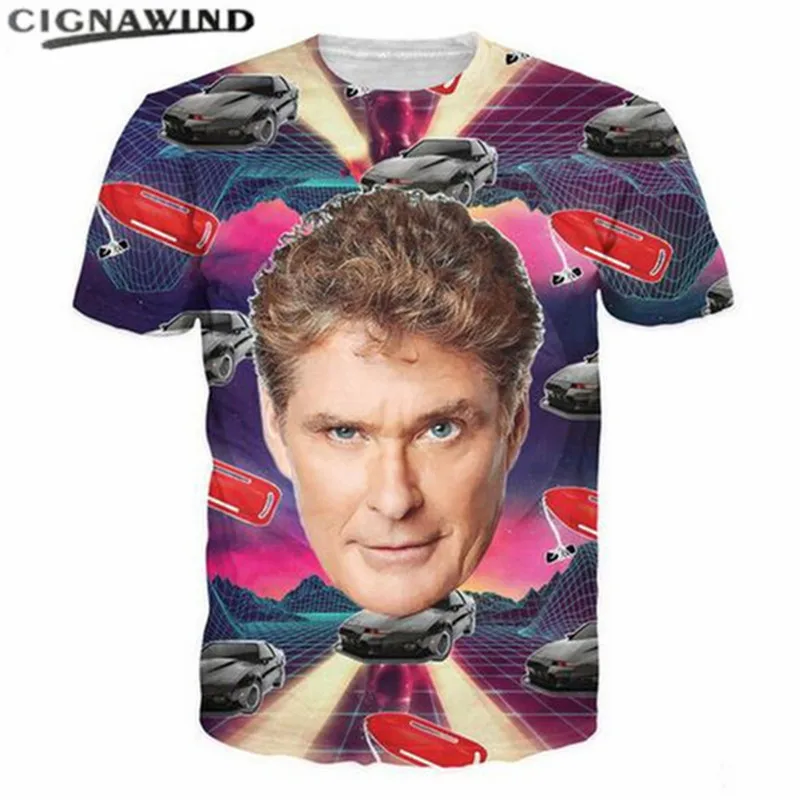 Новые летние повседневные футболки Hasselhoff 80-х известные Baywatch hero с 3D принтом