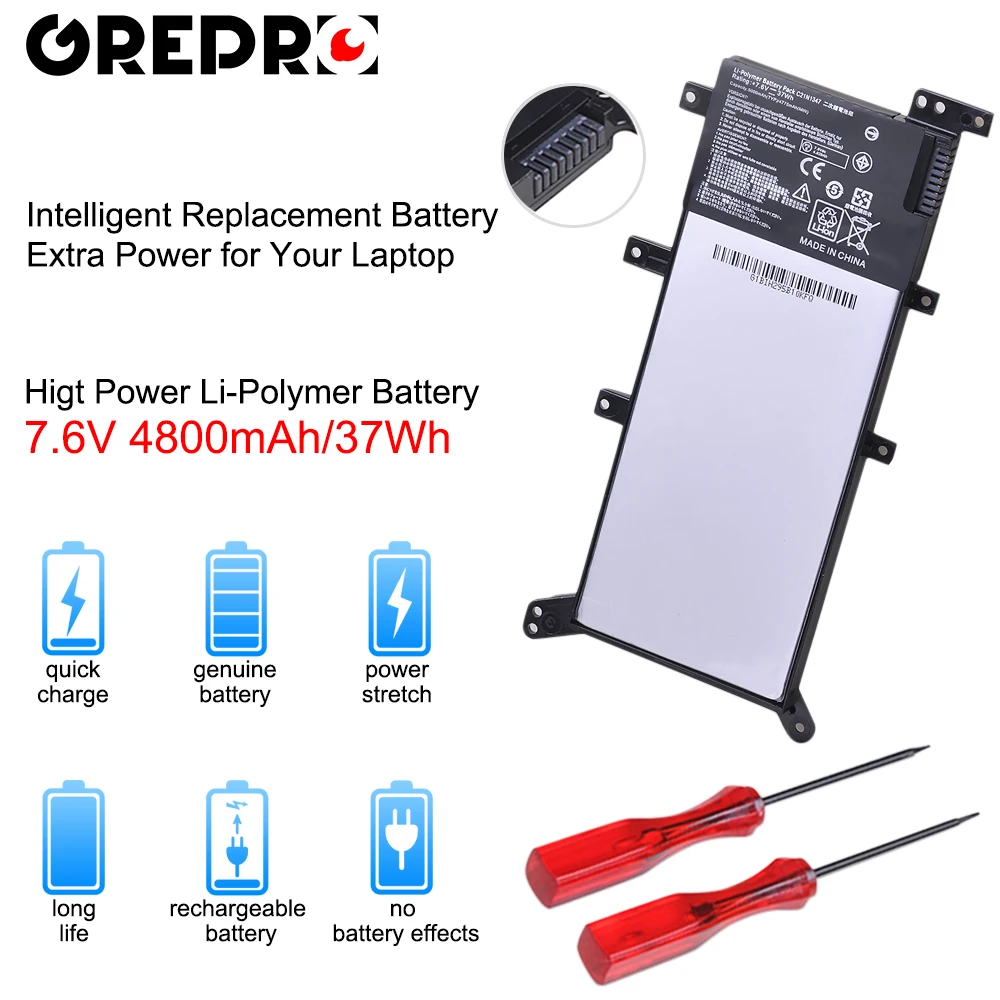 C21N1347 4800 мА/ч, 37Wh ноутбук X555 Батарея для ASUS X555 X555L X555LD X555L F555UA F555UB Y583LD F555UJ F555UF K555L 2ICP4/63/134