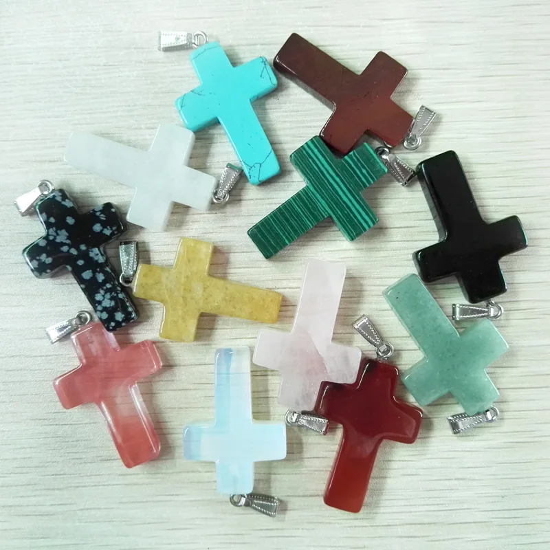 Оптовая продажа модные подвески с большим крестом из смешанного натурального