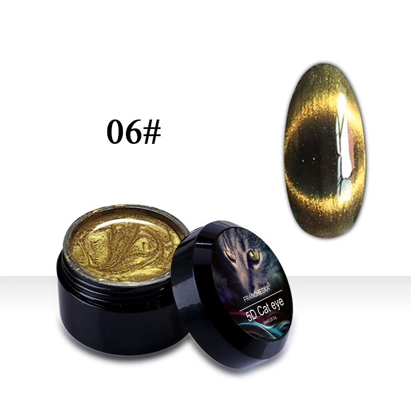 5D cat eye 06 FRANCHESKA Гель-лак для ногтей Блестящий Гель-лак qi кошачий глаз pai лак для ногтей кисть Магнитный Гель-лак для УФ-лампы Базовый верхний слой набор 8 мл - Цвет: 5D cat eye 06