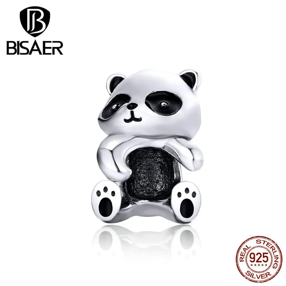 BISAER 925 пробы серебро животные Шарм Милая панда бусины подходят для оригинальных