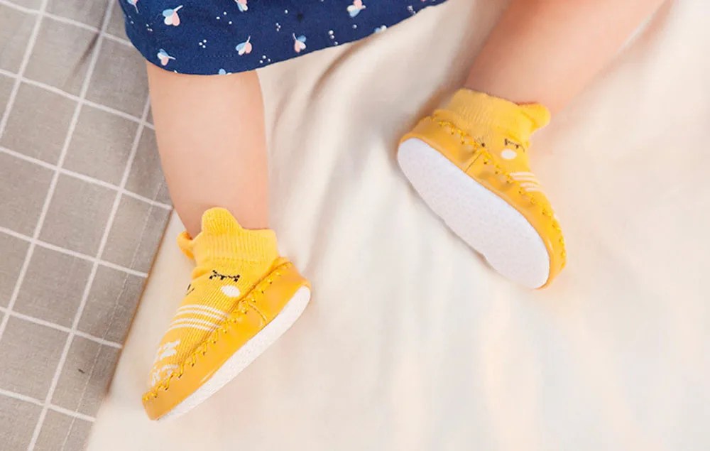 Детские носки для девочек и мальчиков теплые зимние тапочки новорожденных