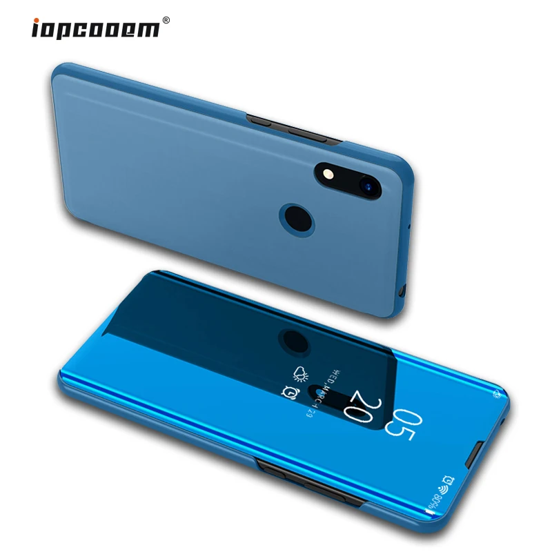 Умный зеркальный чехол для телефона huawei Honor 8A Роскошный кожаный флип Подставка