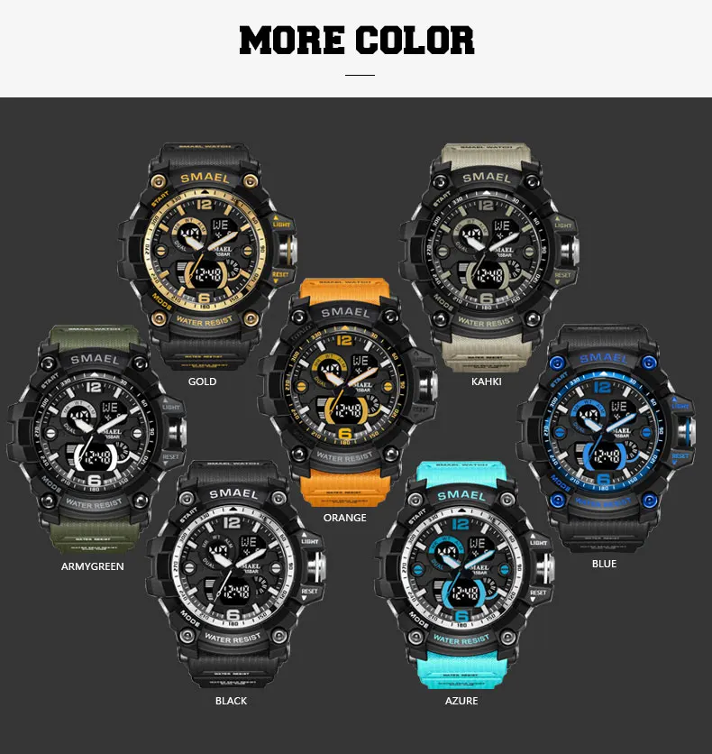 

SMAEL Watches Men Analog Quartz Digital Watch Waterproof Sports Watches for Men Silicone LED Electronic Military Clock Masculino