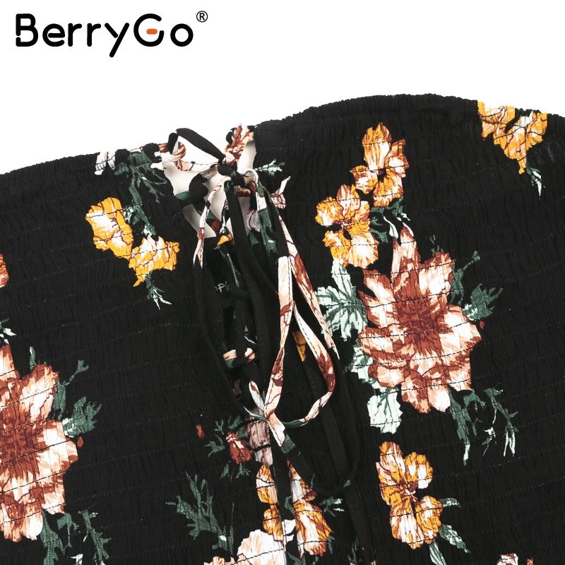 BerryGo с открытыми плечами и принтом облегающее платье женское летнее стильное