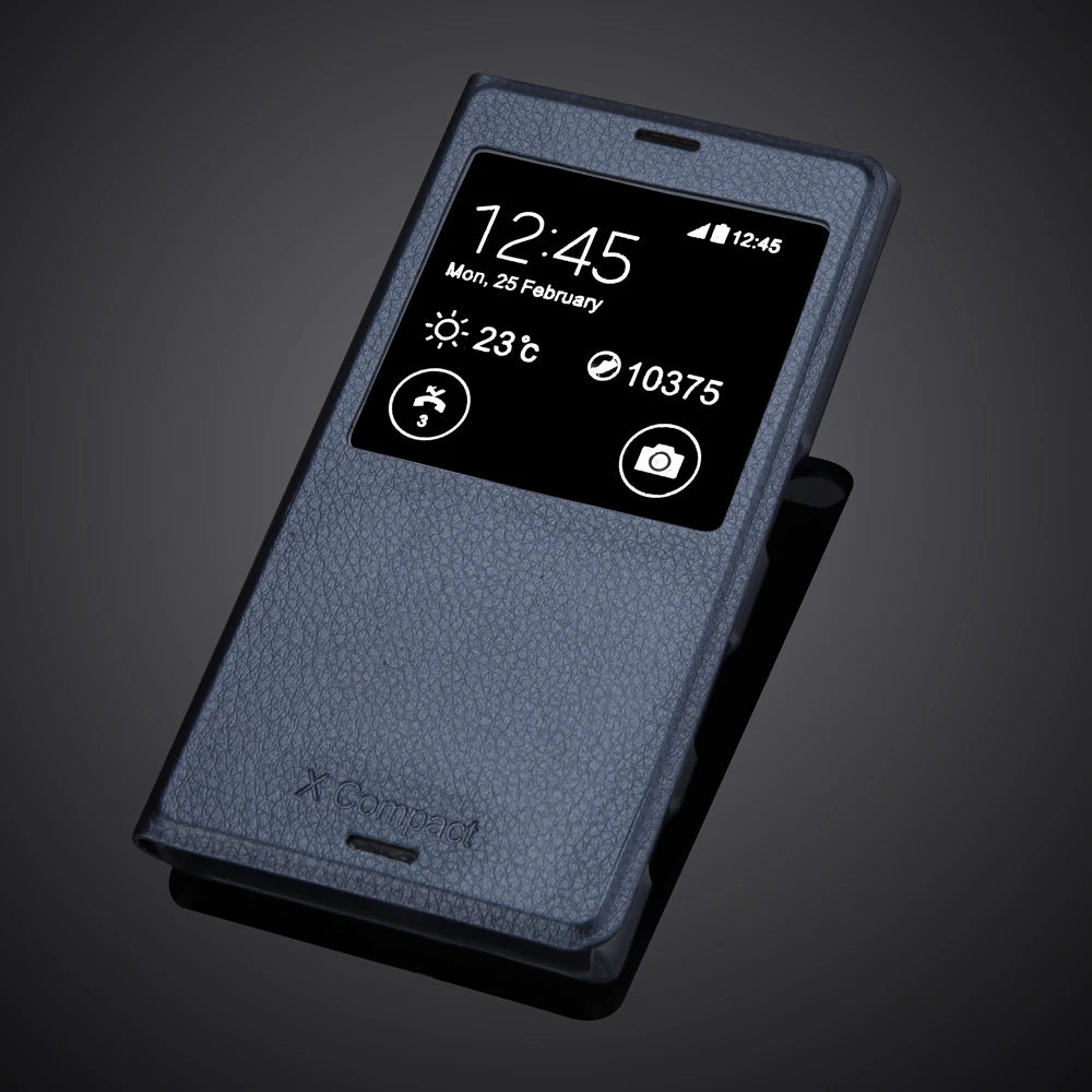 Флип-кейс с окошком для Sony Xperia X Compact PU кожаный чехол телефона Противоударная