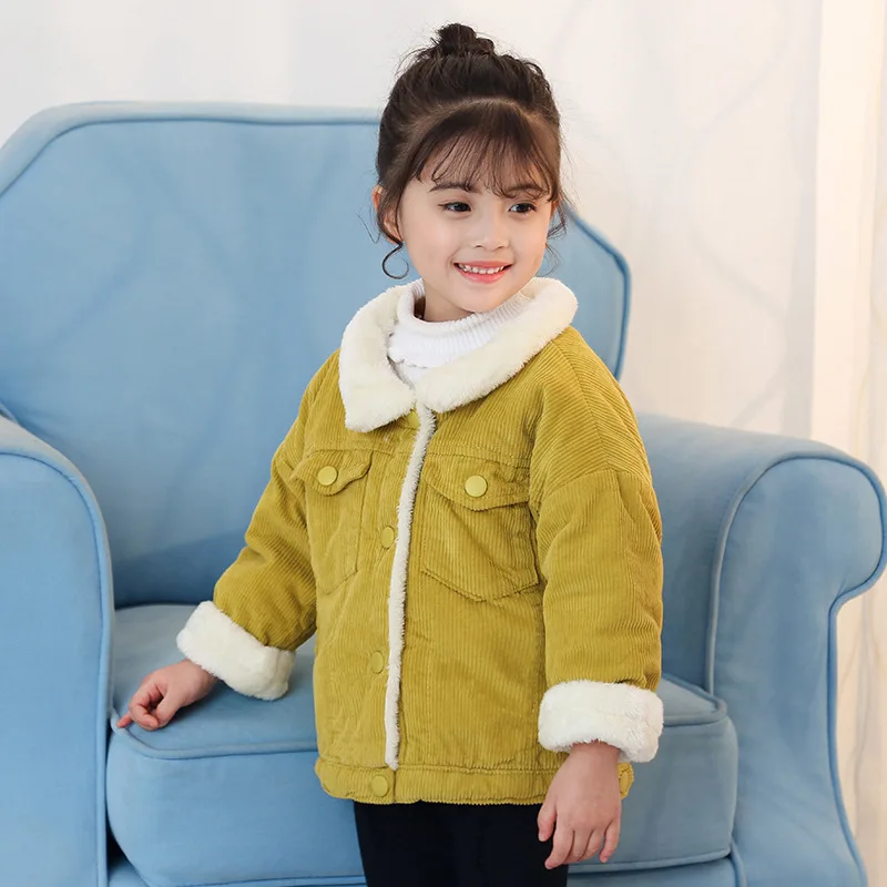Girl Corduroy Wool coat 2018 winter Plus velvet padded baby girl clothes toddler | Детская одежда и обувь