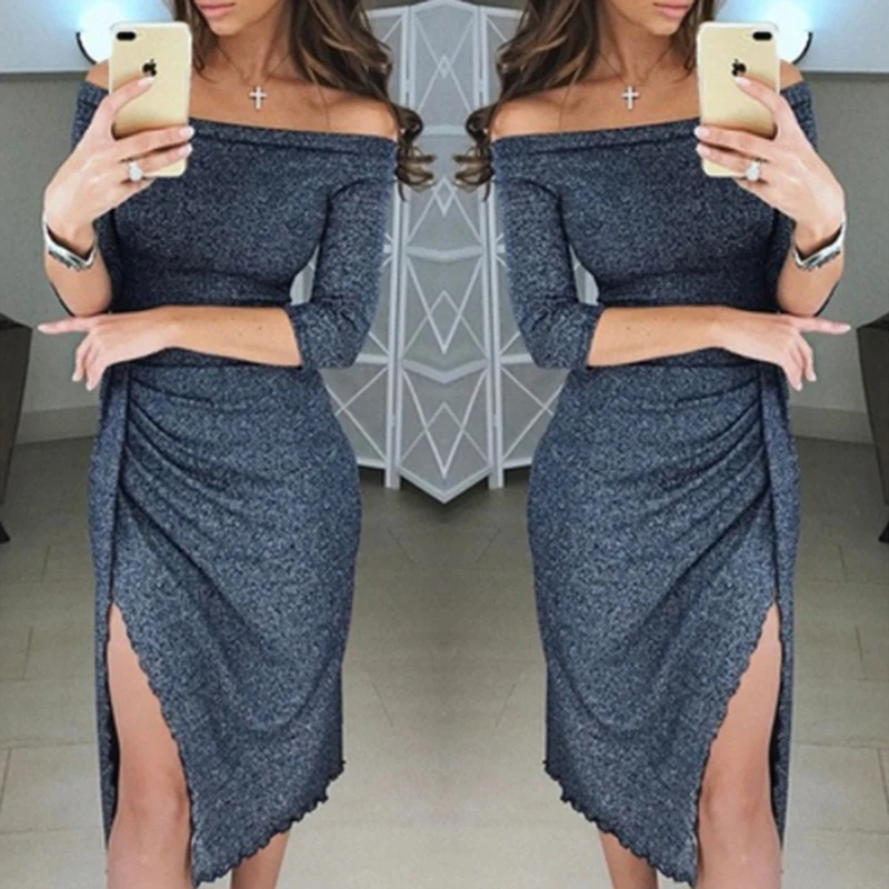 2018 весеннее летнее женское платье с открытыми плечами облегающее сексуальное
