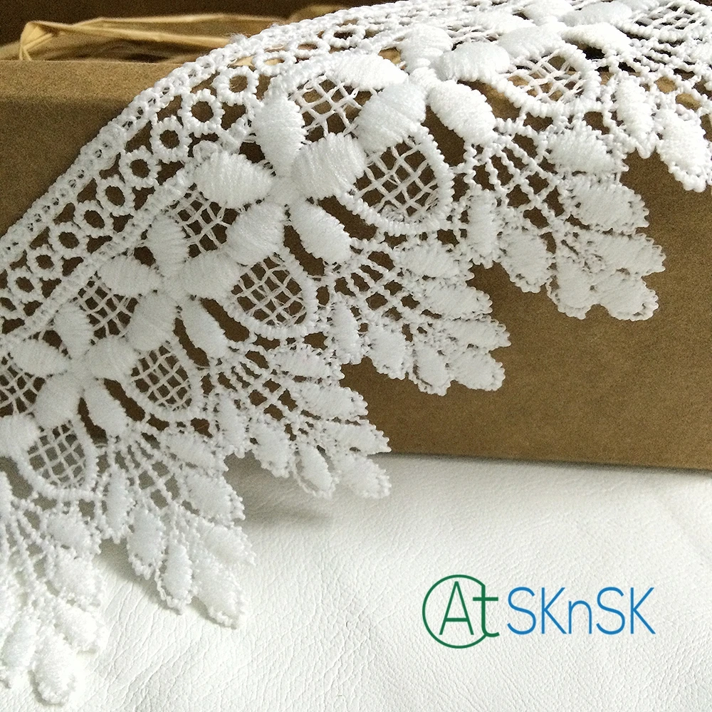 

500 Yards/lot 7cm Wide White flower wholesale cotton lace trim for DIY dress, curtain fabric accessory DHL Shipping