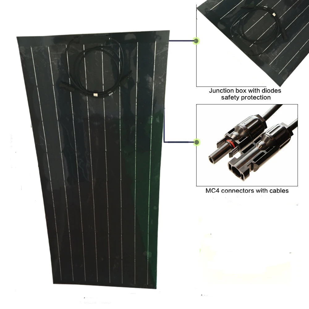 100 Вт новый материал производства черной полугибкой солнечной панели| |