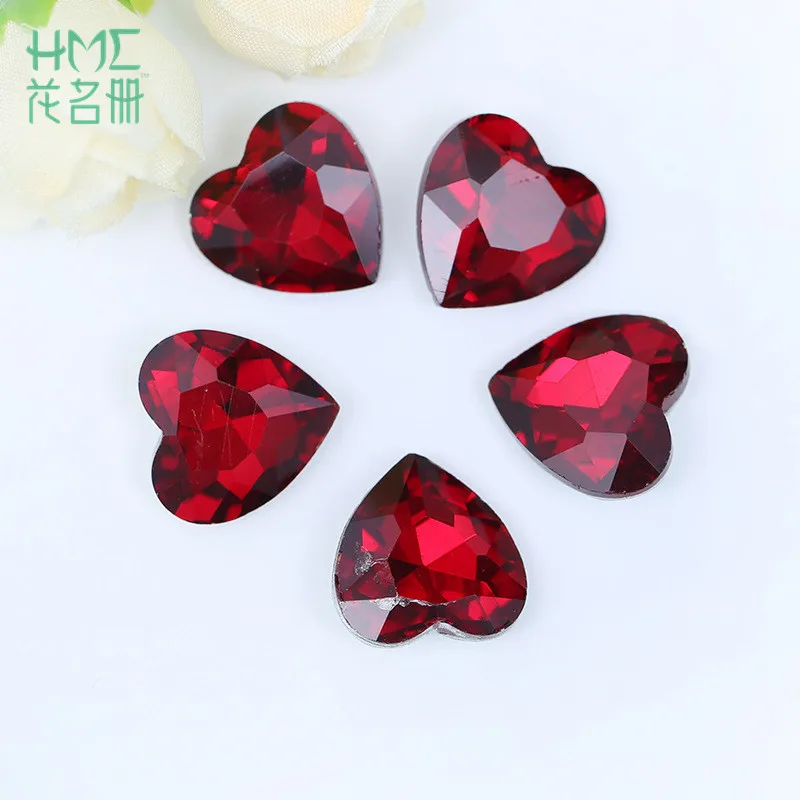 Various color Glass Crystal heart shape glue on rhinestone beads For Clothing diy phone accessories 8mm 10mm 12mm 14mm 18mm 27mm | Дом и сад
