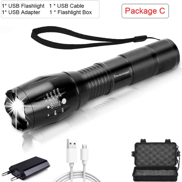 C Супер Яркий USB фонарик, светодиодный фонарь COB+ L2/T6, тактический фонарь, масштабируемый, высокая мощность, zaklamp, перезаряжаемый светодиодный фонарь - Испускаемый цвет: C