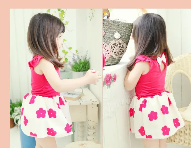 Корейские модели детских платьев с рукавами-летячими рукавами для девочек