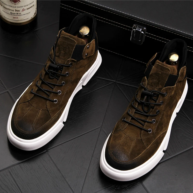 

new arrival men fashion cow leather booties outdoors platform motorcycle ankle boots comfortable young teenage shoes male zapato