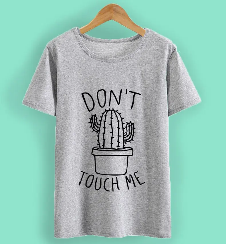Don't TOUCH ME Футболка женская мода женской кактус Графический Хлопок свободный
