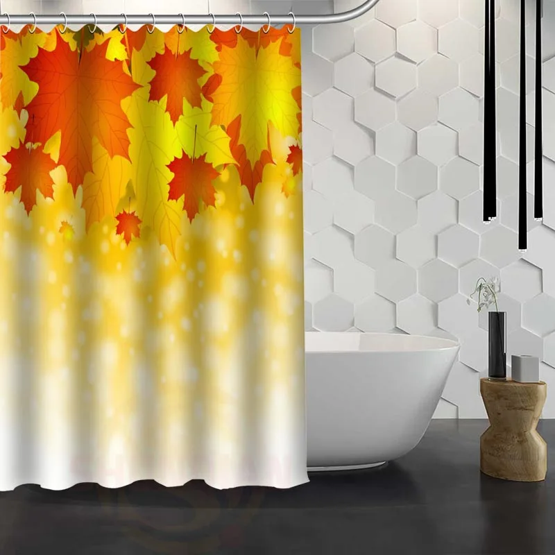 

Hot Sale Custom Maple leaves autumn leaves Shower Curtain Waterproof Fabric Shower Curtain for Bathroom F#Y1-17