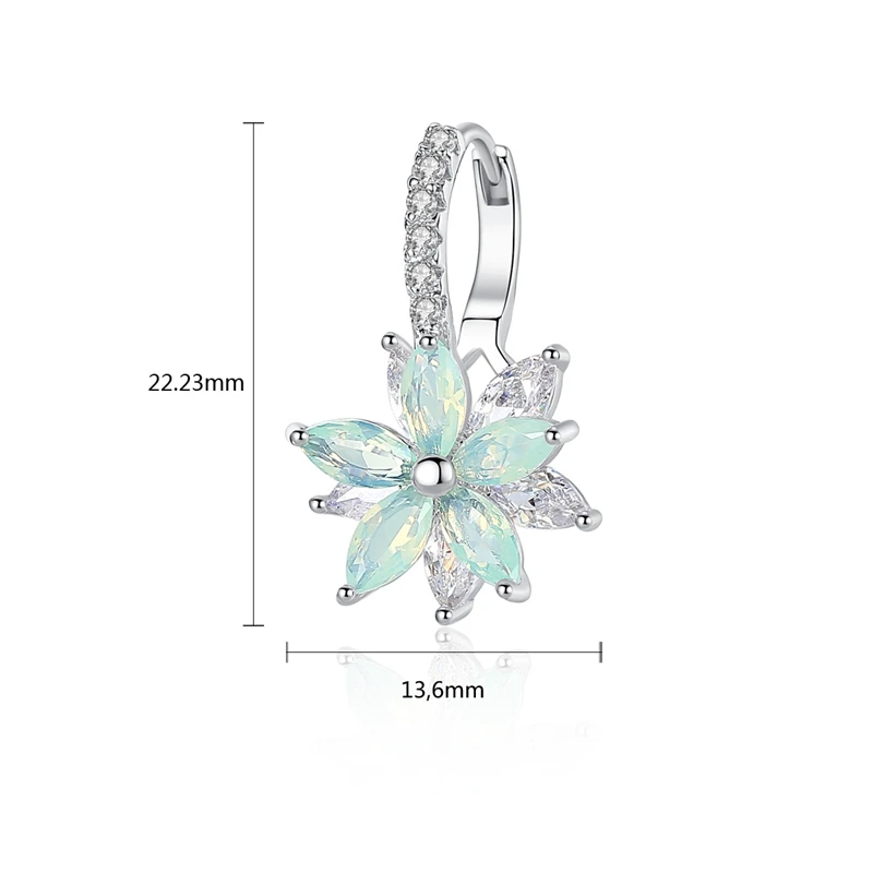 SR:FINEJ Fashion Crystal Flower Stud Earrings Vintage Party Wedding Statement Brincos For Women Luxury Jewelry Gift | Украшения и