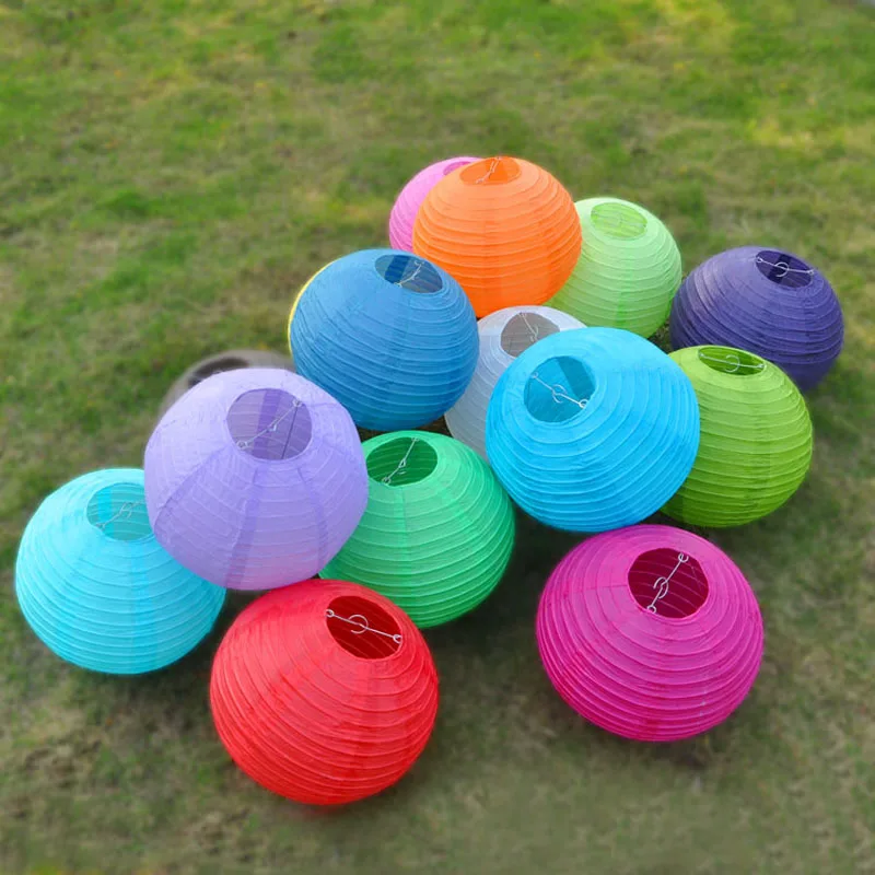 10 штук белых, розовых, фиолетовых и светло-голубых китайских бумажных шаров-ламп диаметром от 8 до 16 дюймов для свадебной и вечеринной декорации.