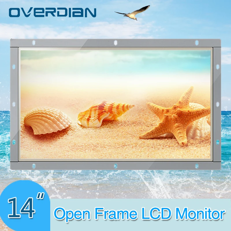 Дисплей 14 дюймов промышленный ЖК монитор без сенсорного экрана VGA/HDMI/BNC/AV