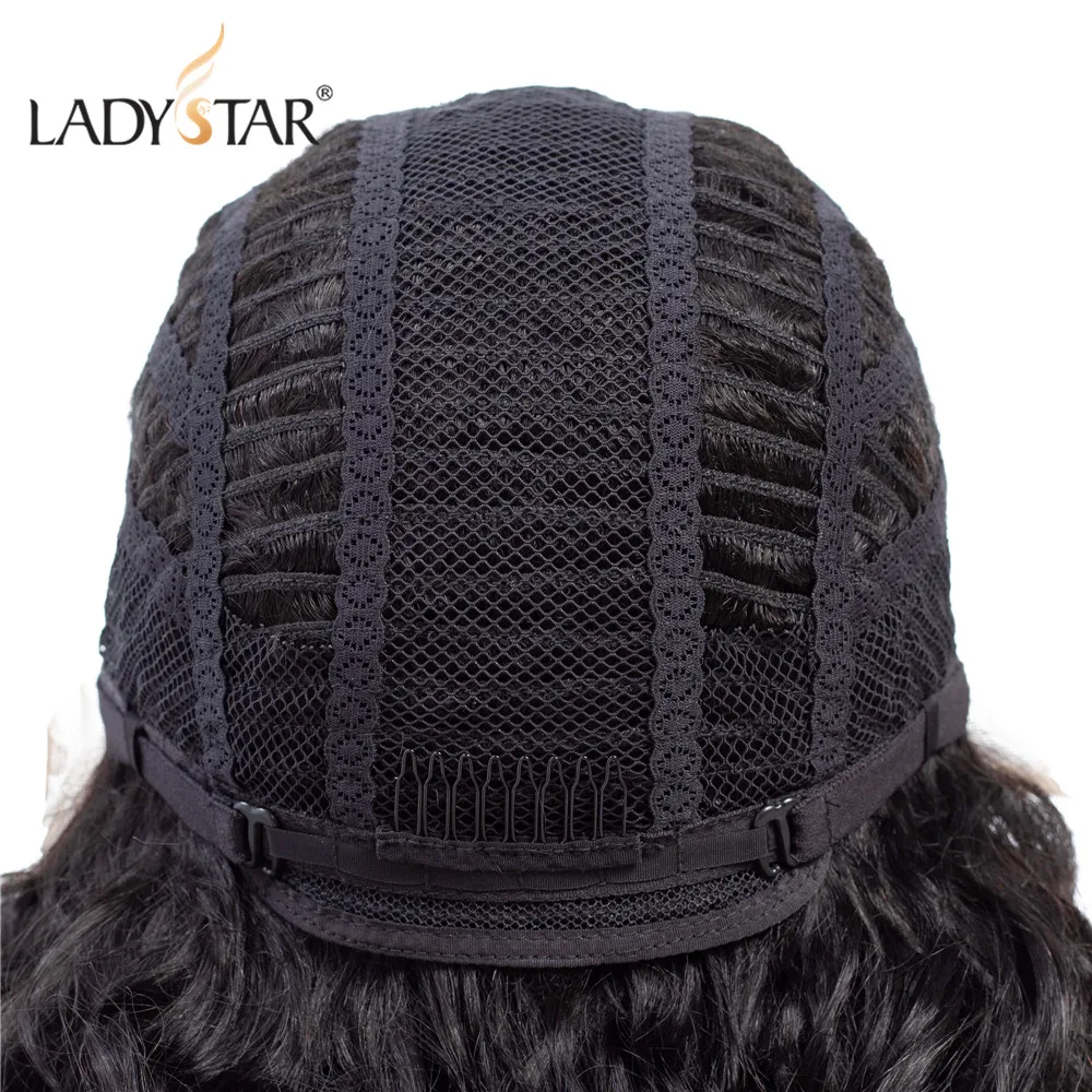 LADYSTAR волнистые Т-образные кружевные короткие парики из человеческих волос, предварительно выщипанные бразильские волосы remy, парики для женщин с плотностью 150