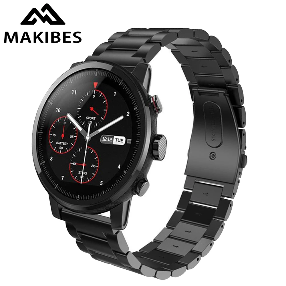 22 мм Универсальный сменный стальной металлический ремешок для Amazfit Stratos 2/2 S, pace, samsung gear S3, аксессуары для умных часов