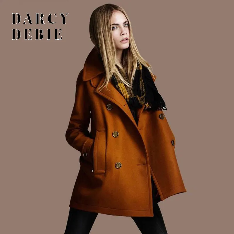 Darcydebie осень-зима 2018 Новое модное женское Шерстяное Пальто двубортное пальто