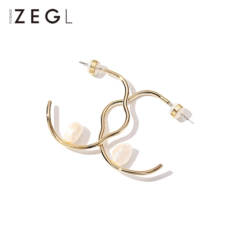 ZEGL круглые серьги клипсы большие для женщин геометрические