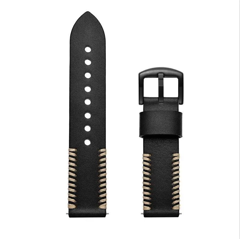Черный Роскошный кожаный ремешок для Xiaomi Huami Amazfit Bip BIT Смарт-часы браслет для Huami Amazfit ремешок из натуральной кожи ремень - Цвет: Черный