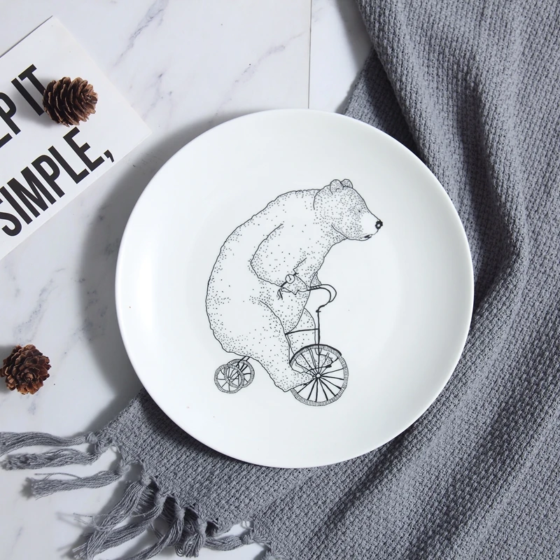 Керамическая 8 дюймовая мультяшная тарелка 4 варианта на выбор простые тарелки