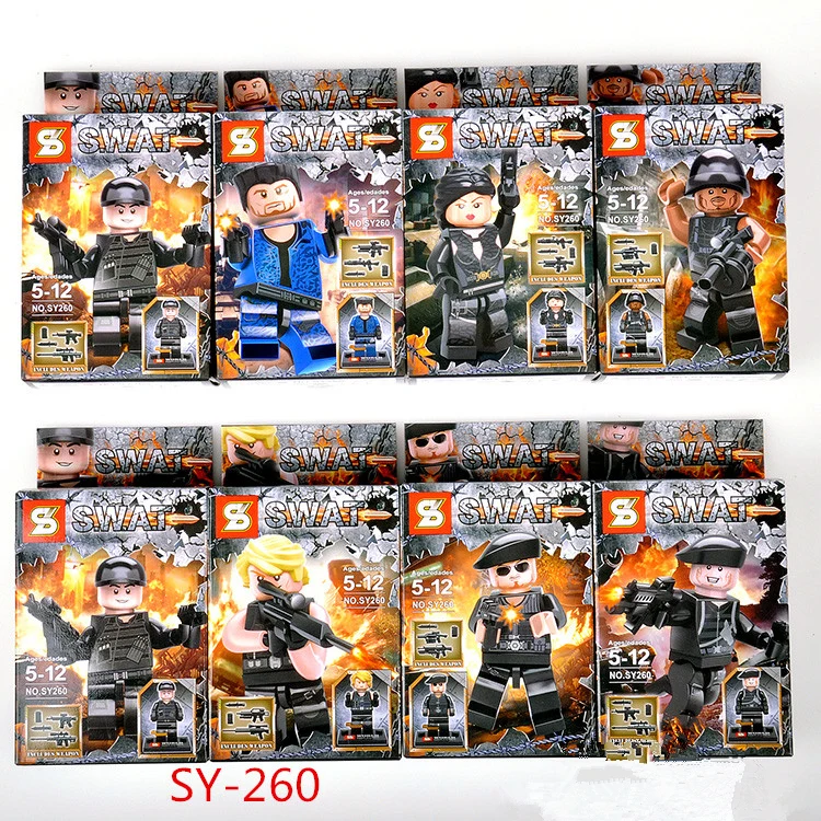8 шт. спецназ Мир Город оружие солдат aws SY260 собрать строительные блоки minifigs дети