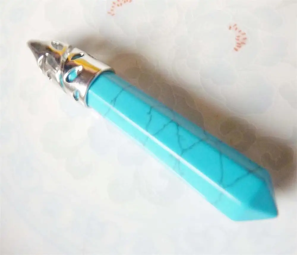 Новый 12x60 мм Синий Бирюзовый многогранный кулон в форме меча AAA # @|blue turquoise|aaa |