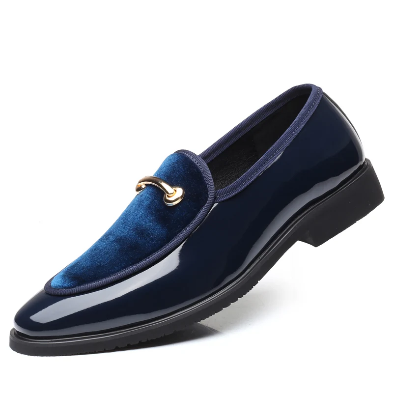 blue dress shoes ROXDIA/Брендовые мужские свадебные туфли на плоской подошве размера плюс 39-48, модные деловые модельные туфли из флока с острым носком, мужские оксфорды на плоской подошве, RXM108 - Цвет: blue dress shoes