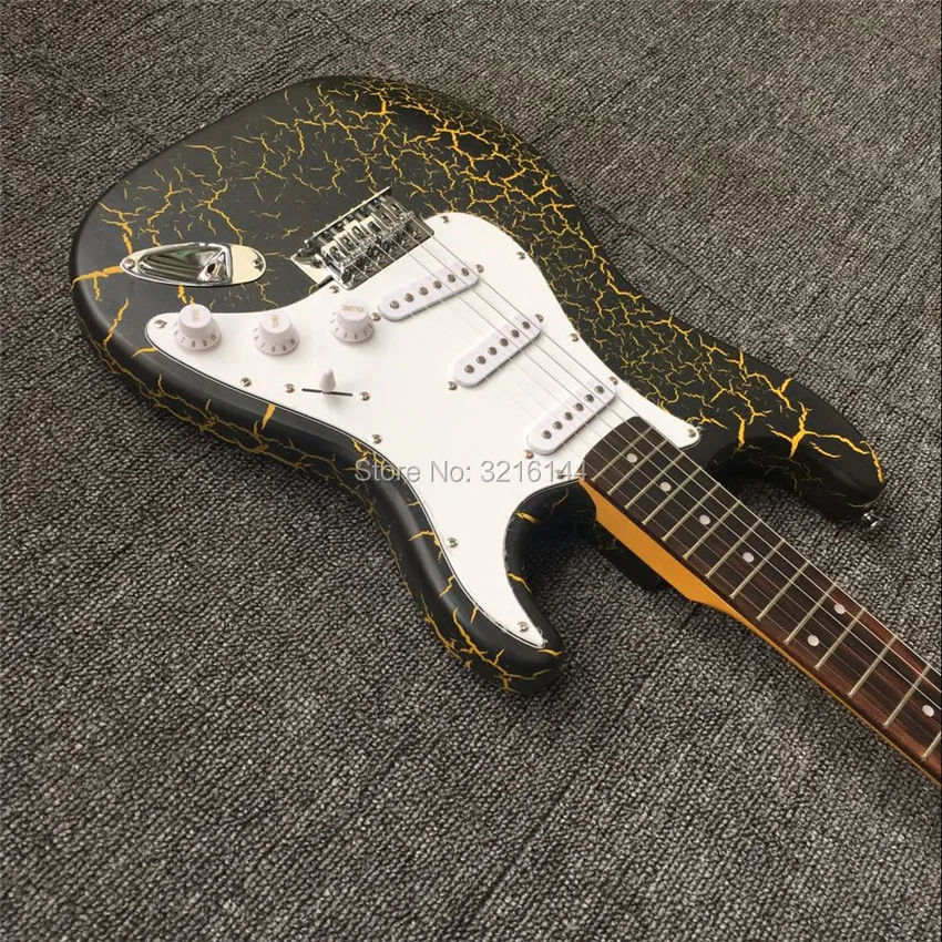 Инвентарь новый взрыв краски электрогитара черный реальные фотографии