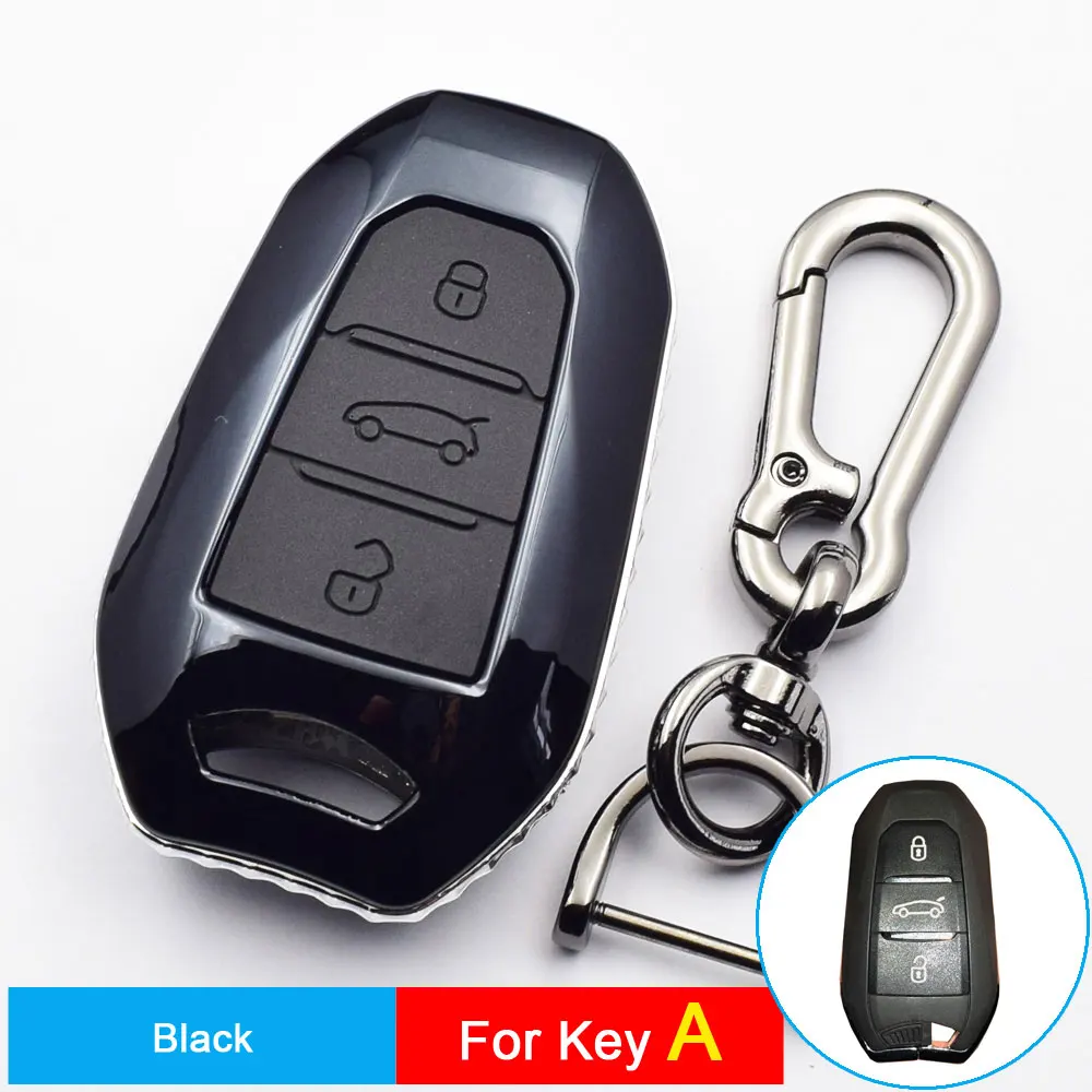 Black-Key A Карбон ключ чехол для peugeot 5008 4008 3008 2008 308 408 508 307 301 308S 207 206 Citroen 3 кнопки дистанционного ключа Fob Защитная крышка - Название цвета: Black-Key A