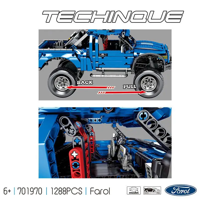 Technic Series 701970 Новый F 150 Raptor модель машины пикап Строительные блоки Набор