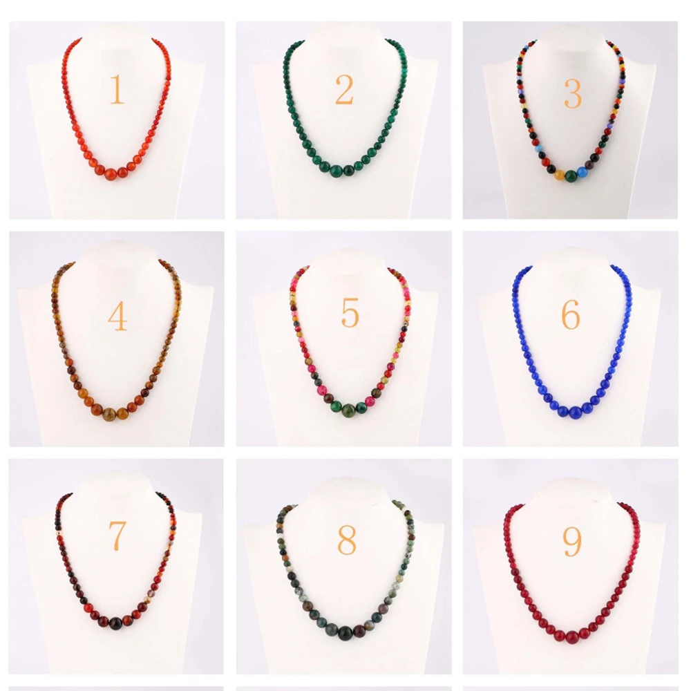 Jewnou Agate Necklace Natural Stone Beaded Choker Onyx Rolo Chain Fine Gemstone Accessories Fashion Lady Rainbow Jewelry | Украшения и