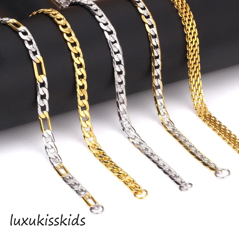 LUXUKISSKIDS, 6 мм, 55 см, разные стили, модное ожерелье, цепочка для мужчин и женщин, ювелирные изделия, золото/серебро, нержавеющая сталь, для подвески