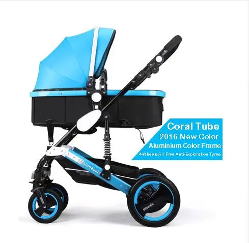 Blue frame Wiselone Роскошная детская коляска 2 в 1 с высоким пейзажем, переносная складная детская коляска, дешевая детская коляска - Цвет: Blue frame