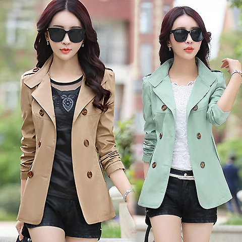 Новинка весенне-осенний тонкий двубортный женский короткий Тренч большой размер