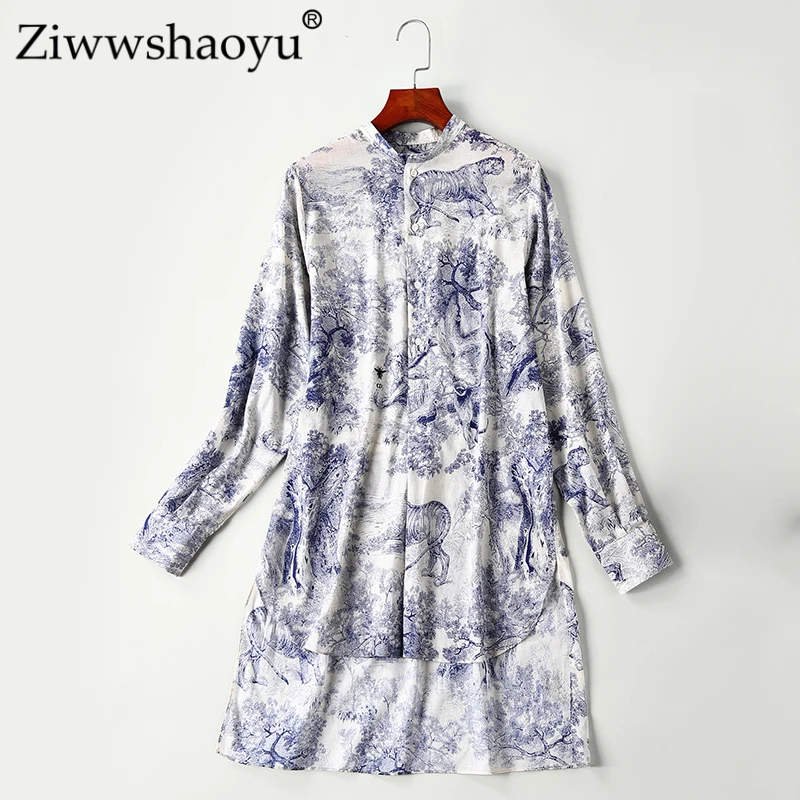 Ziwwshaoyu, высокое качество, хлопок, рубашка,, модная, длинный рукав, женская рубашка с отворотом, богемный, длинный, повседневный Топ