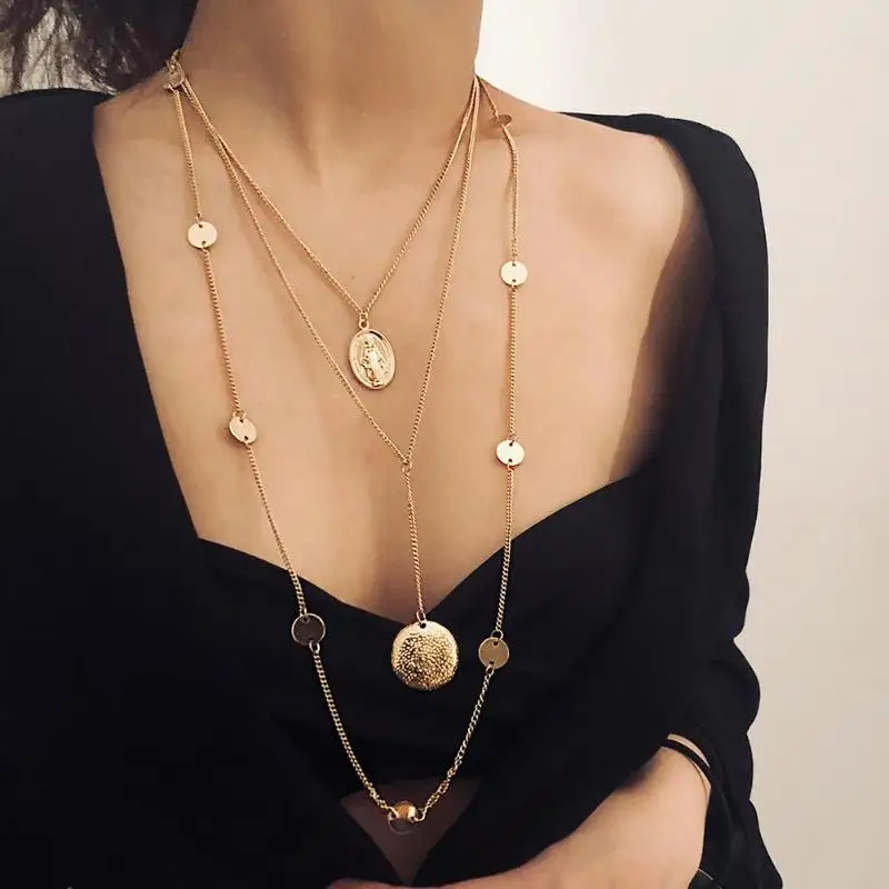 Модное Новое многократное слойная на ключицу Ожерелье Bijoux для женщин ювелирные