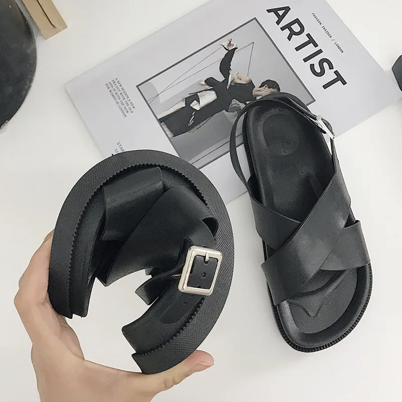 Сандалии женские резиновые босоножки на плоской подошве Нескользящие для пляжа