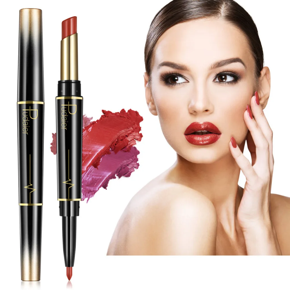 Matte Lipstick Wateproof Cosmetics Double Ended Long Lasting Lips liner Pencil Lipsticks Maquiagem Profissional Completa |