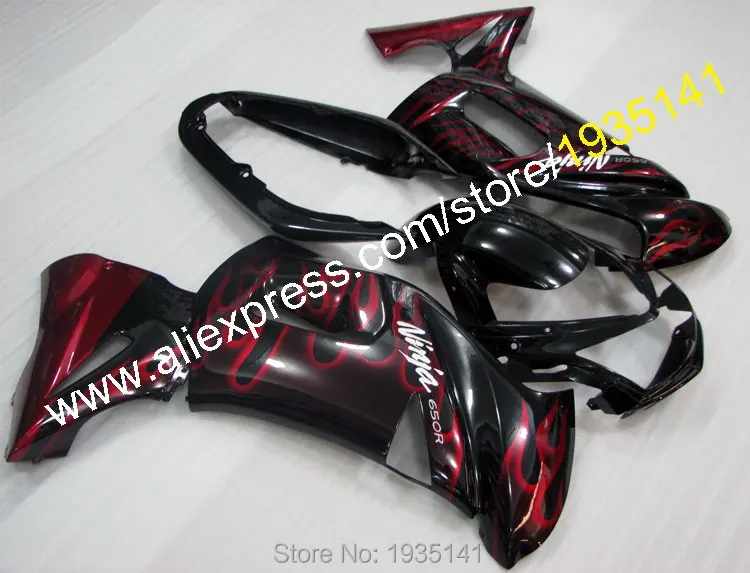 Обтекатели для Kawasaki набор обтекателей ER 6F Cowling 06 07 08 ER6F с красным пламенем 2006 2007 2008