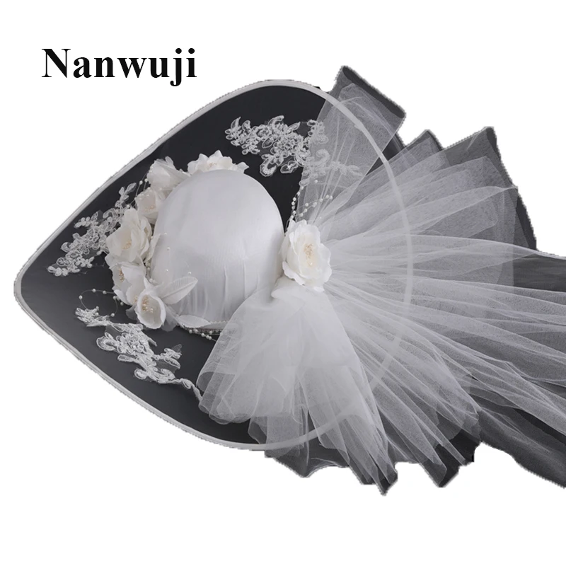 Новинка 2017 Винтажные льняные кружевные свадебные шапки аппликации с цветами и