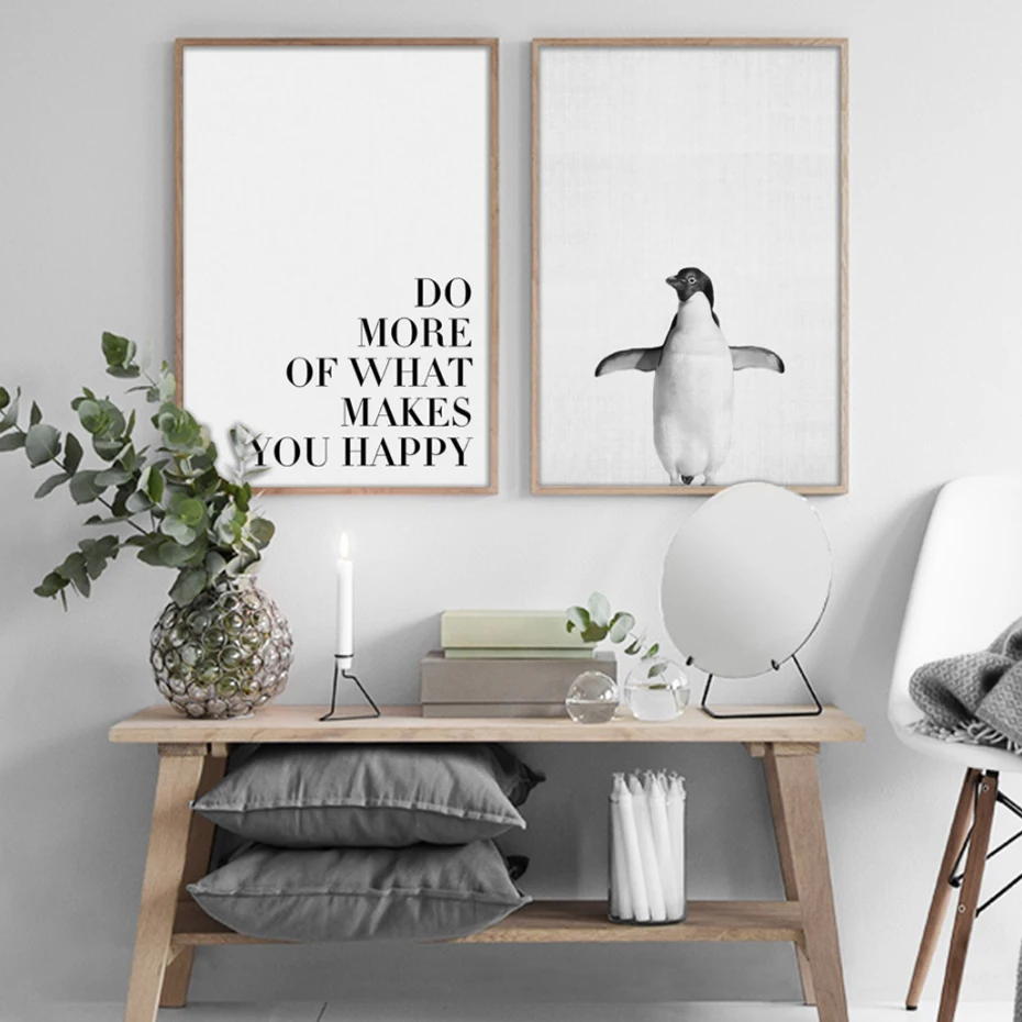 

Modern Penguin Landscape Canvas Paintings Abstract Black White Posters Print Nordic Wall Art Pictures Living Room Home Decor